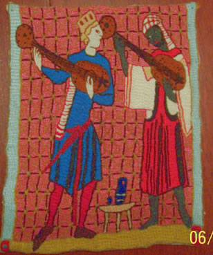 Christian and Moor musicians playing guitar-like instruments